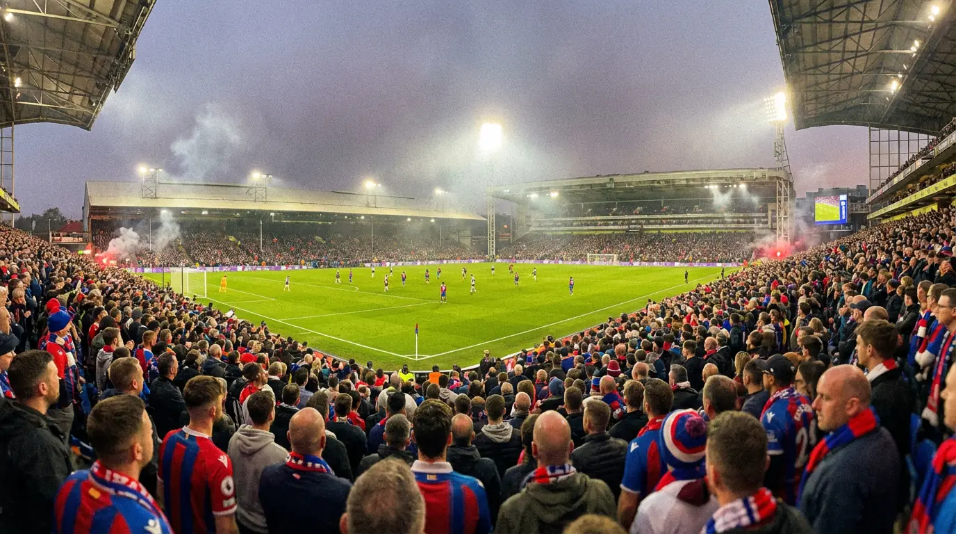 Football pitch view from the stands at a Premier League match