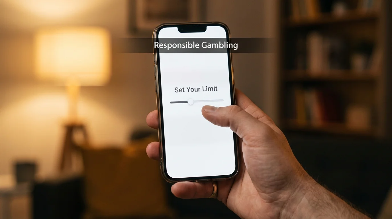 Responsible gambling in the UK — person setting deposit limits on a phone screen
